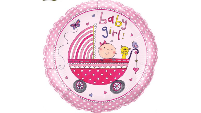 Folienballon rosa Baby Girl Kinderwagen