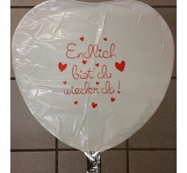 Folienballon weiß Endlich bist du wieder da