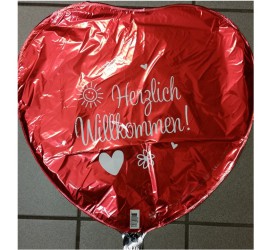 Folienballon rot Herzlich willkommen
