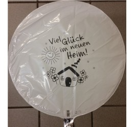 Folienballon weiß Viel Glück im neuen Heim