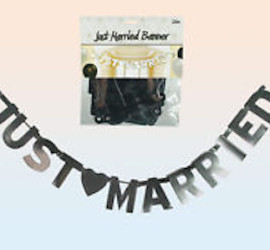 Partyartikel - Banner Just Married in silber