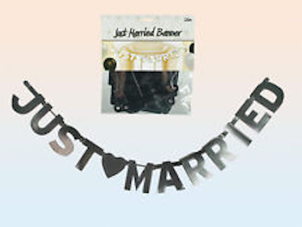 Partyartikel - Banner Just Married in silber