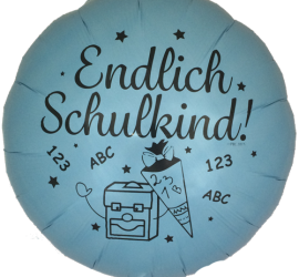 Folienballon Endlich Schulkind blau