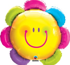 Folienballon bunte Smileyblume