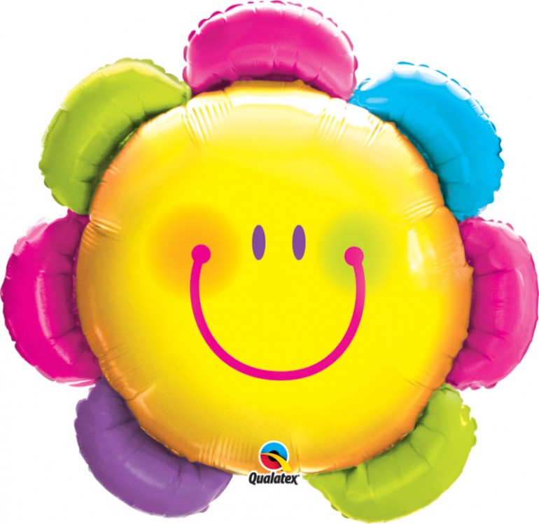 Folienballon bunte Smileyblume