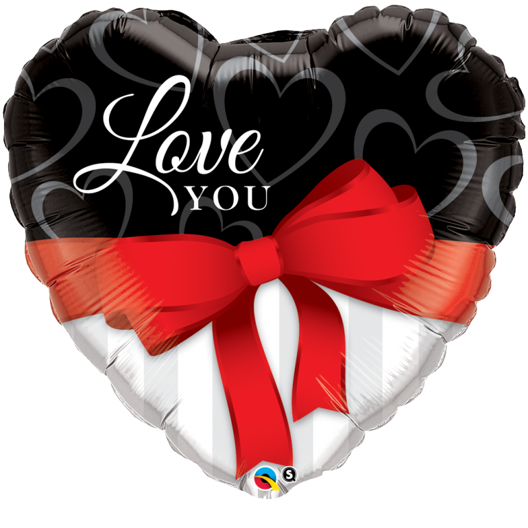 Love youLove you - 90 cm großes Folienherz - rot/schwarz/weiß