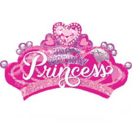 Happy Birthday Princess - Prinzessinnenkrone - Folienballon 90 cm - pink