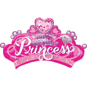 Happy Birthday Princess - Prinzessinnenkrone - Folienballon 90 cm - pink