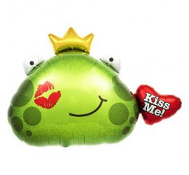 Folienballon Froschkönig mit Herz Kiss Me!