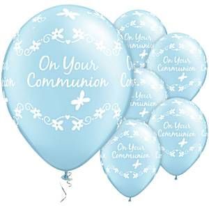 Erstkommunion - blauer Latexballon mit Schmetterlingen - on your communion