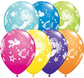 Meerjungfrau mit ihren Freunden - bunte Latexballons