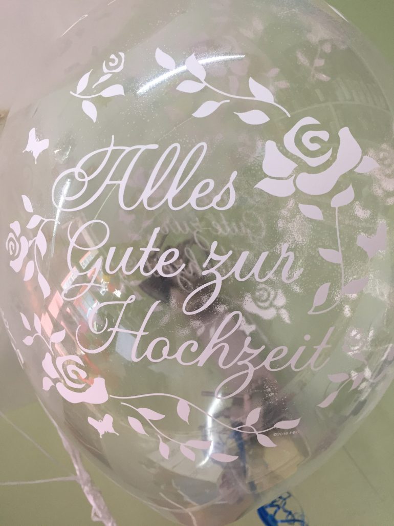 Alles Gute zur Hochzeit - durchsichtiger Latexballon mit weißer Aufschrift