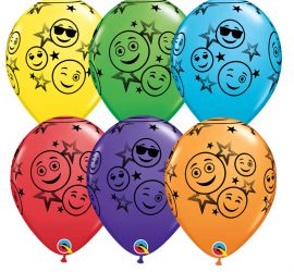 Smileyfaces auf Latexballons in bunten Farben