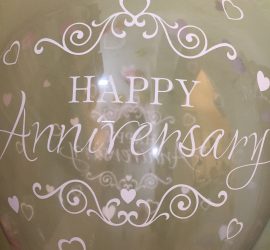 HAPPY Anniversary - Alles Liebe zum Jahrestag - Latexballon durchsichtig mit weißer Schrift - 30 cm