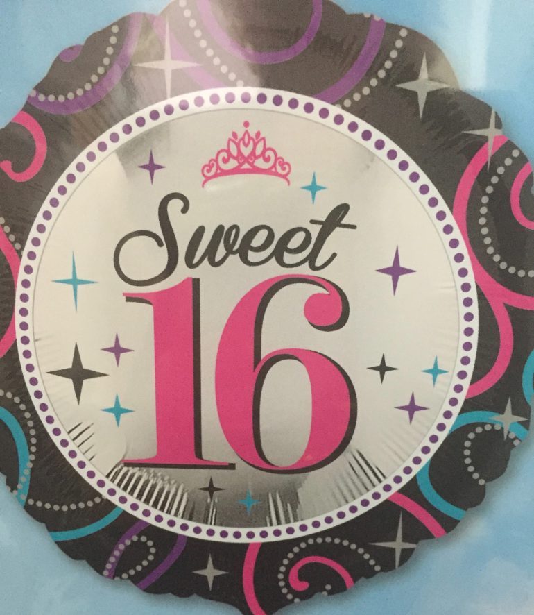Folienballon Sweet 16 - zum 16. Geburtstag - 45 cm groß