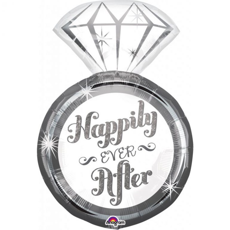 Happily Ever After - Diamantring - Folienballon für die Verlobung oder zur Hochzeit
