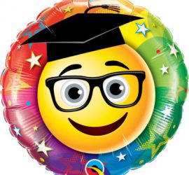 GRADUATE - Folienballon 45 cm - Smiley mit Doktorhut