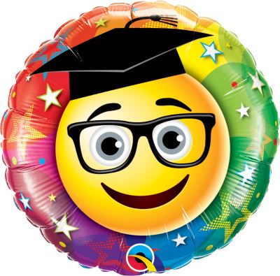 GRADUATE - Folienballon 45 cm - Smiley mit Doktorhut