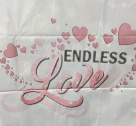 Folienherz mit der Aufschrift `ENDLESS Love´ in weiß/pink/schwarz; 70 cm