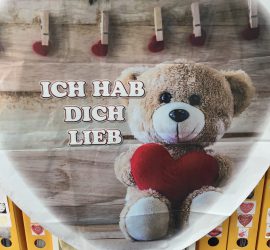 Folienherz `ICH HAB DICH LIEB´, 70 cm, mit Teddybär und Herz