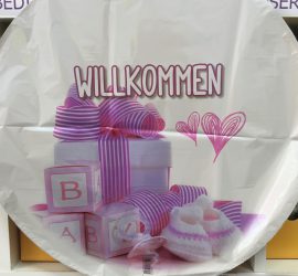 Folienballon WILLKOMMEN - zur Geburt eines Mädchens - 45 cm, rosa, pink, Babygirl