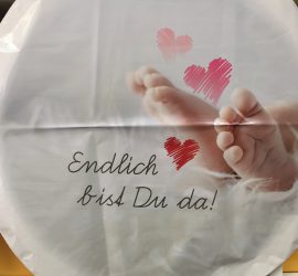 Folienballon `Endlich bist Du da!´ - rosa/weiß zur Geburt eines Mädchens! Babygirl, 45 cm