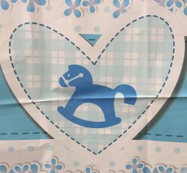 Babyboy - zur Geburt eines Jungen, kleines Folienherz 45 cm mit Schaukelpferd