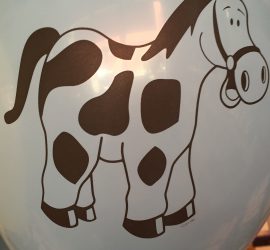 Bauernhoftiere - blauer Latexballon mit Pferd