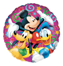 Mickeymouse, Pluto und Donald Duck auf einem runden 45 cm Folienballon, Disney