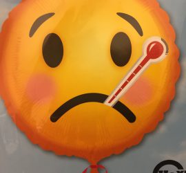 Smiley mit Fieberthermometer - baldige Besserung - rund 45 cm