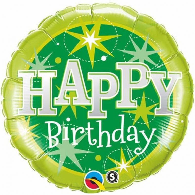 Happy Birthday Ballon - hellgrün/dunkelgrün - rund - Folie - 45 cm