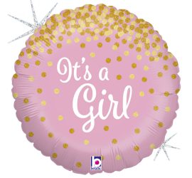 It´s a Girl! Es ist ein Mädchen! Zur Geburt, zur Babyparty, Babyshower, runder Folienballon 45 cm