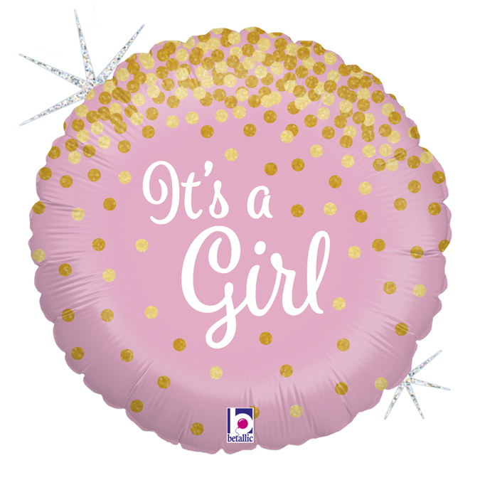 It´s a Girl! Es ist ein Mädchen! Zur Geburt, zur Babyparty, Babyshower, runder Folienballon 45 cm