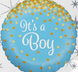 It´s a Boy! Es ist ein Junge! Zur Geburt, zur Babyparty, Babyshower, runder Folienballon 45 cm