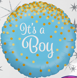 It´s a Boy! Es ist ein Junge! Zur Geburt, zur Babyparty, Babyshower, runder Folienballon 45 cm