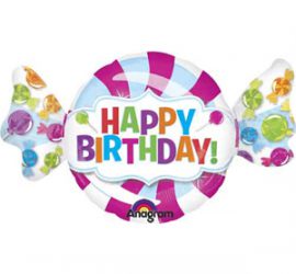 Happy Birthday Zuckerl - Folienballon 1 m groß - ein fliegendes Bonbon