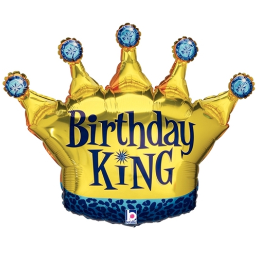 Birthday King - goldene Krone für den Geburtstagskönig! Folienballon 90 cm groß!