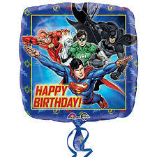 Happy Birthday mit den Superhelden Superman, Ironman, Green Lantern und Batman - Folienballon 45 cm