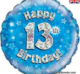 Happy 13th Birthday - zum 13. Geburtstag - Folienballon 45 cm