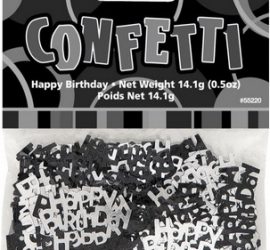 Tischkonfetti Happy Birthday in schwarz/silber