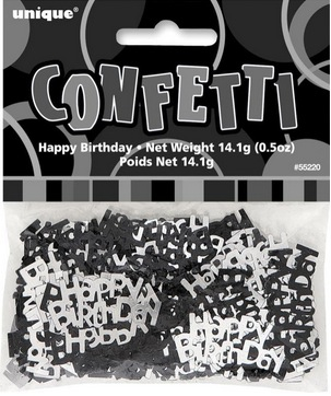 Tischkonfetti Happy Birthday in schwarz/silber