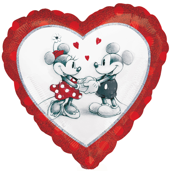 Folienherz Minnie und Mickey, Disney, 45 cm