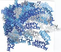 Tischkonfetti - Happy Birthday in blau/silber