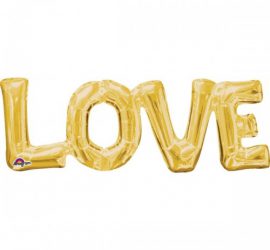 Schriftzug LOVE in gold, LUFTFÜLLUNG! 40 cm hoch