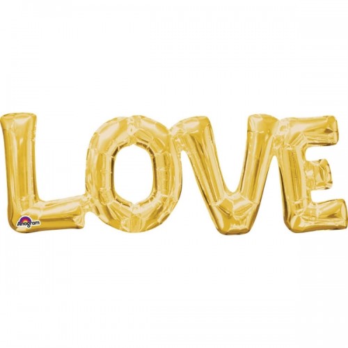 Schriftzug LOVE in gold, LUFTFÜLLUNG! 40 cm hoch