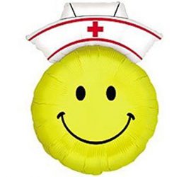 Krankenschwester Smiley - zur baldigen Besserung! Folienballon 70 cm