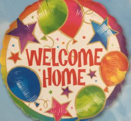 WELCOME HOME - runder Folienballon mit Luftballons und Sternen - 45 cm