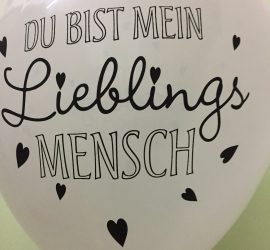 Du bist mein Lieblingsmensch - weißer Latexballon mit schwarzer Schrift