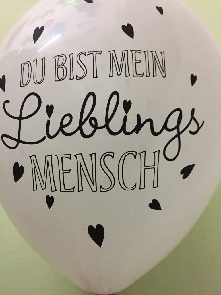 Du bist mein Lieblingsmensch - weißer Latexballon mit schwarzer Schrift