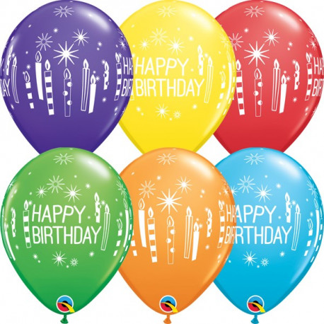 Happy Birthday Latexballons mit Geburtstagskerzen! In 6 wunderschönen Farben!